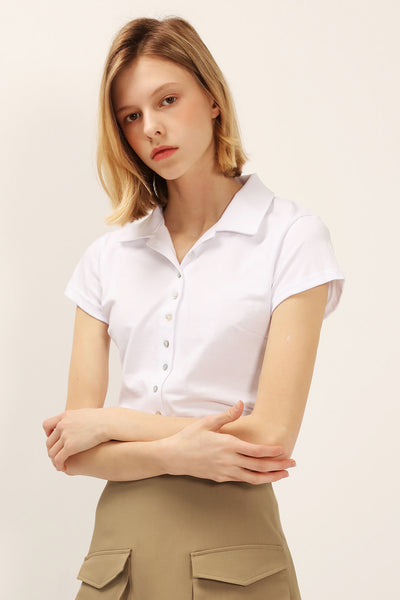 Olivia Cropped Button Shirt