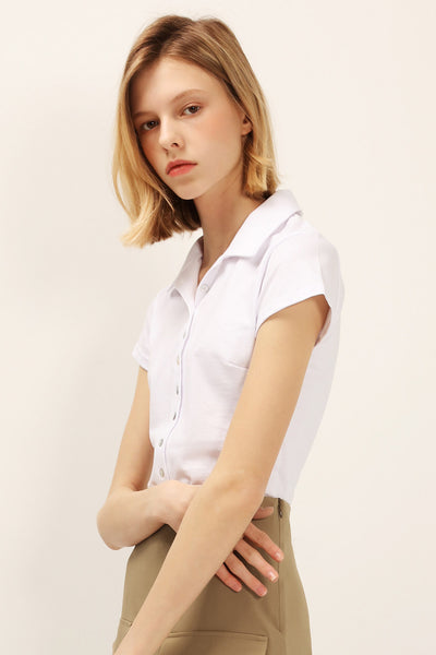 Olivia Cropped Button Shirt