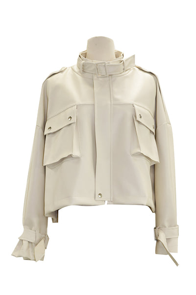 Norah Cropped Pleather Safari Jacket