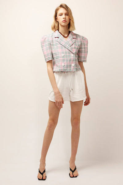 Olivia Plaid Cropped Jacket