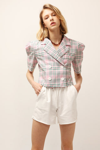 Olivia Plaid Cropped Jacket