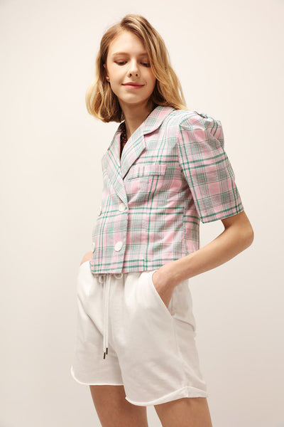 Olivia Plaid Cropped Jacket