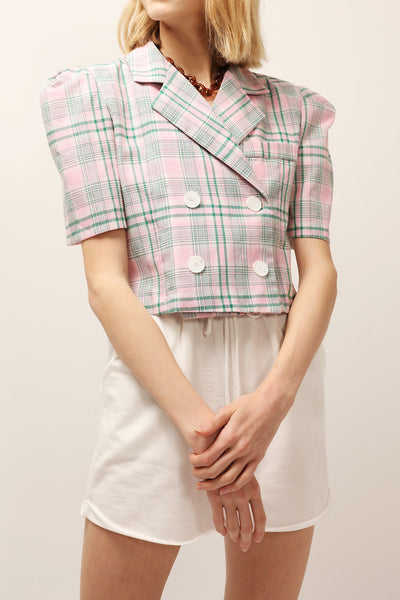 Olivia Plaid Cropped Jacket