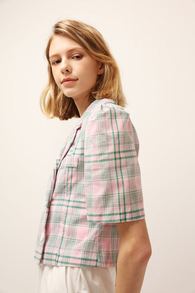 Olivia Plaid Cropped Jacket