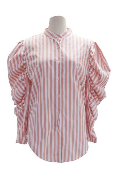 Finley Striped Ruched Sleeve Shirt