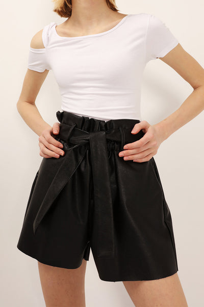 Margot Paperbag Pleather Shorts