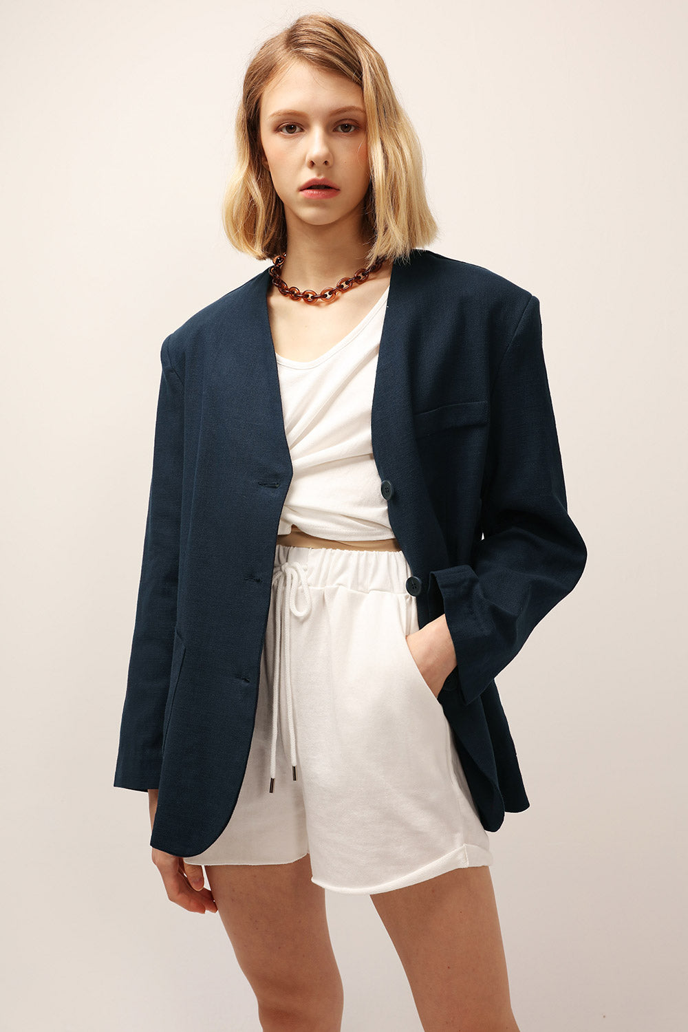 Emma Oversized Collarless Blazer