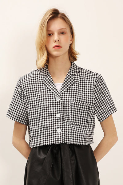 Mia Houndstooth Cropped Jacket