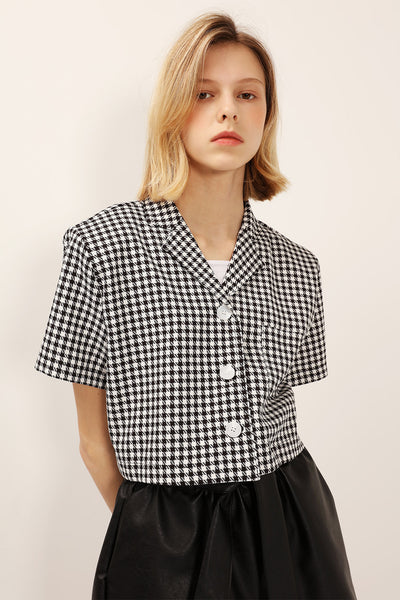 Mia Houndstooth Cropped Jacket