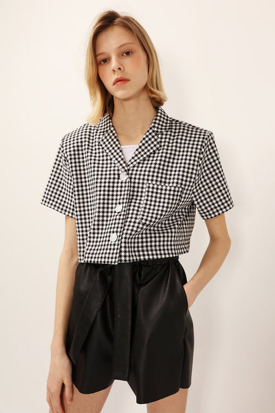 Mia Houndstooth Cropped Jacket