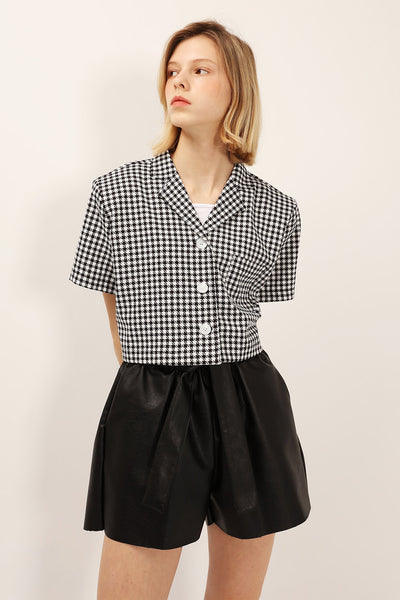 Mia Houndstooth Cropped Jacket