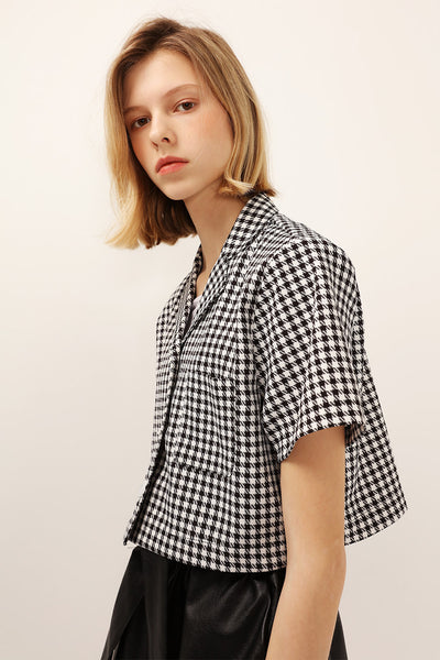 Mia Houndstooth Cropped Jacket