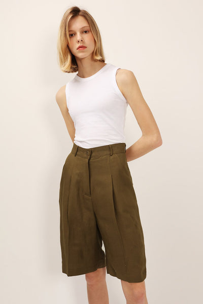 Veronica Pintuck Bermuda Shorts