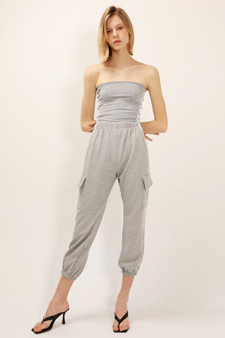 Ava Striped Tube Top And Joggers Set