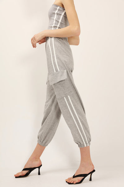 Ava Striped Tube Top And Joggers Set