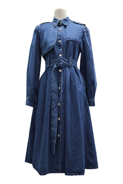 Scarlett Belted Denim Long Trench Coat