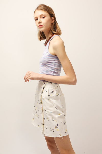 Ashley Painting Print Raw Edge Skirt