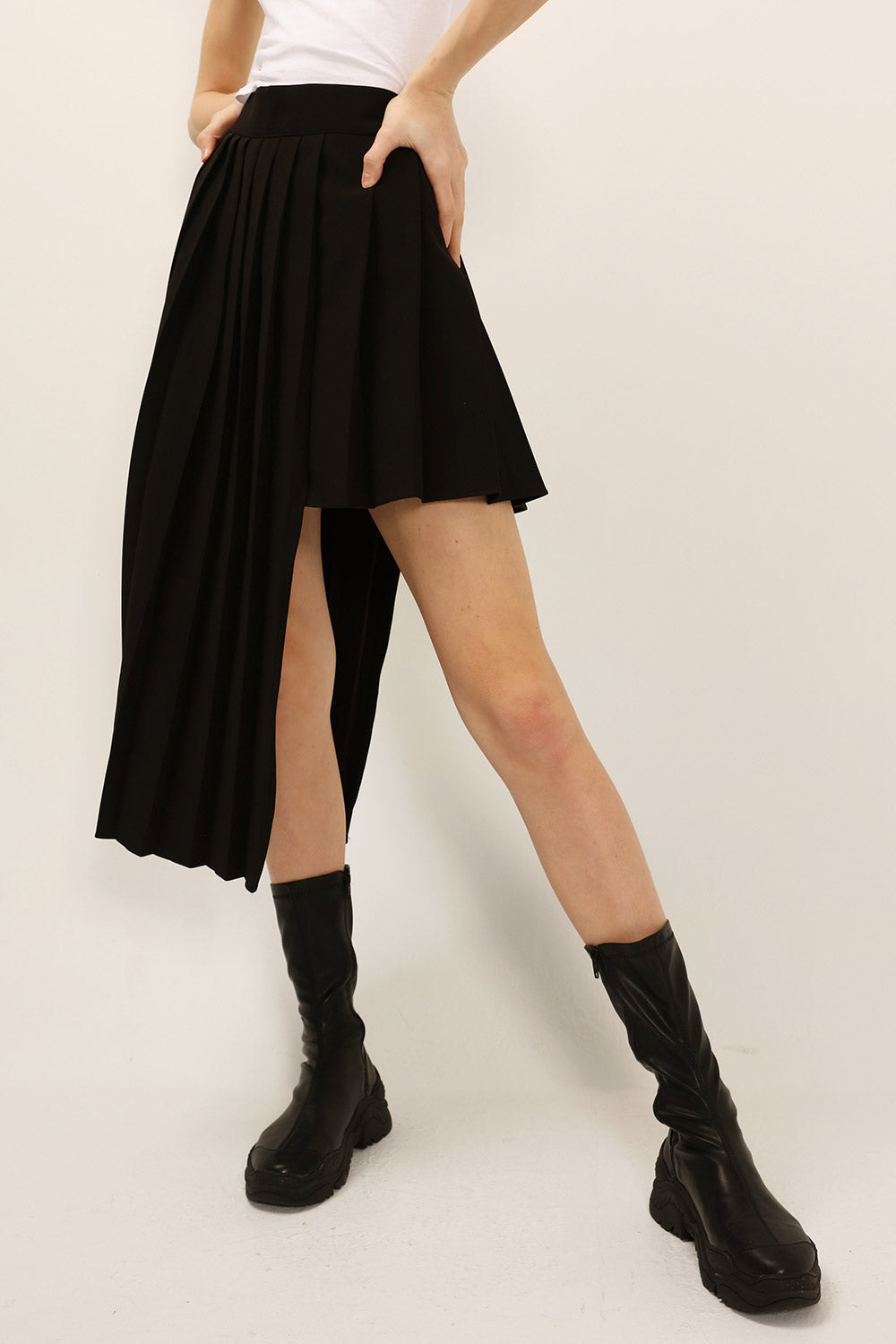 Logan Asymmetric Pleated Skirt