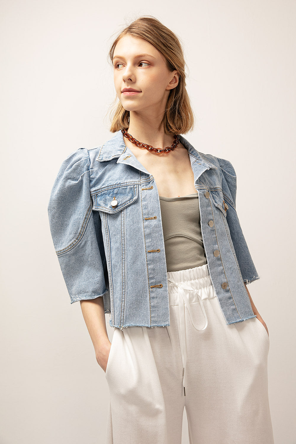 Evelyn Puffed Denim Jacket