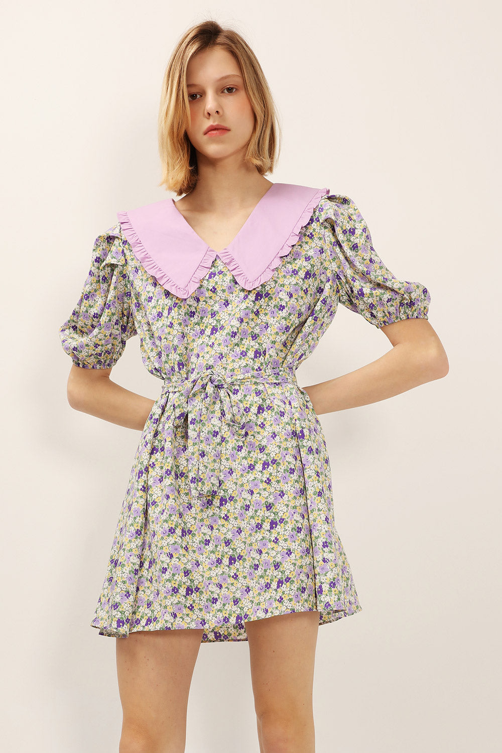 Jamie Contrast Collar Floral Dress