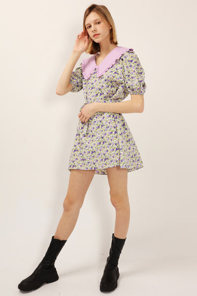 Jamie Contrast Collar Floral Dress