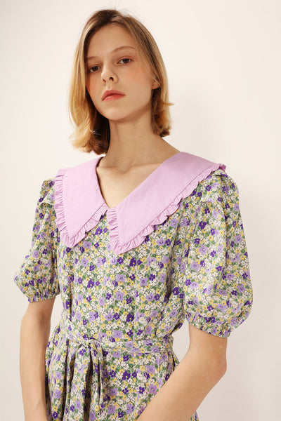 Jamie Contrast Collar Floral Dress