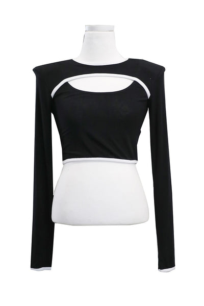 Skylar Contrast Trim Cutout Top