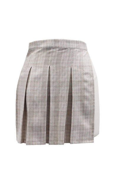 Eva Plaid Pleated Skirt Belt