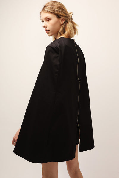 Chloe Back Zip-Up Cape Dress