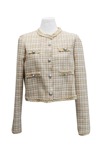 Amaya Puff Sleeve Tweed Jacket