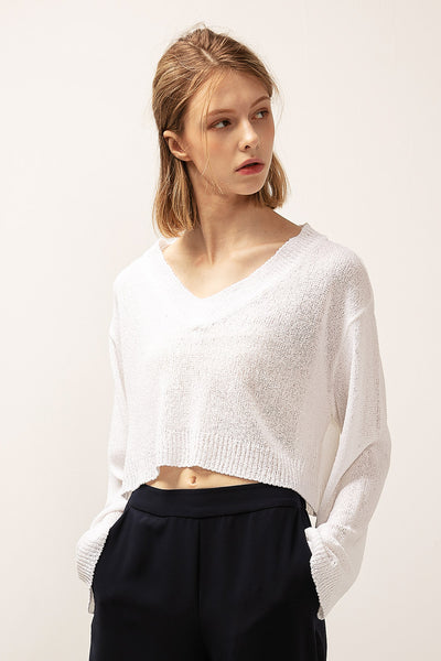 Sarah Boucle Knit Crop Sweater