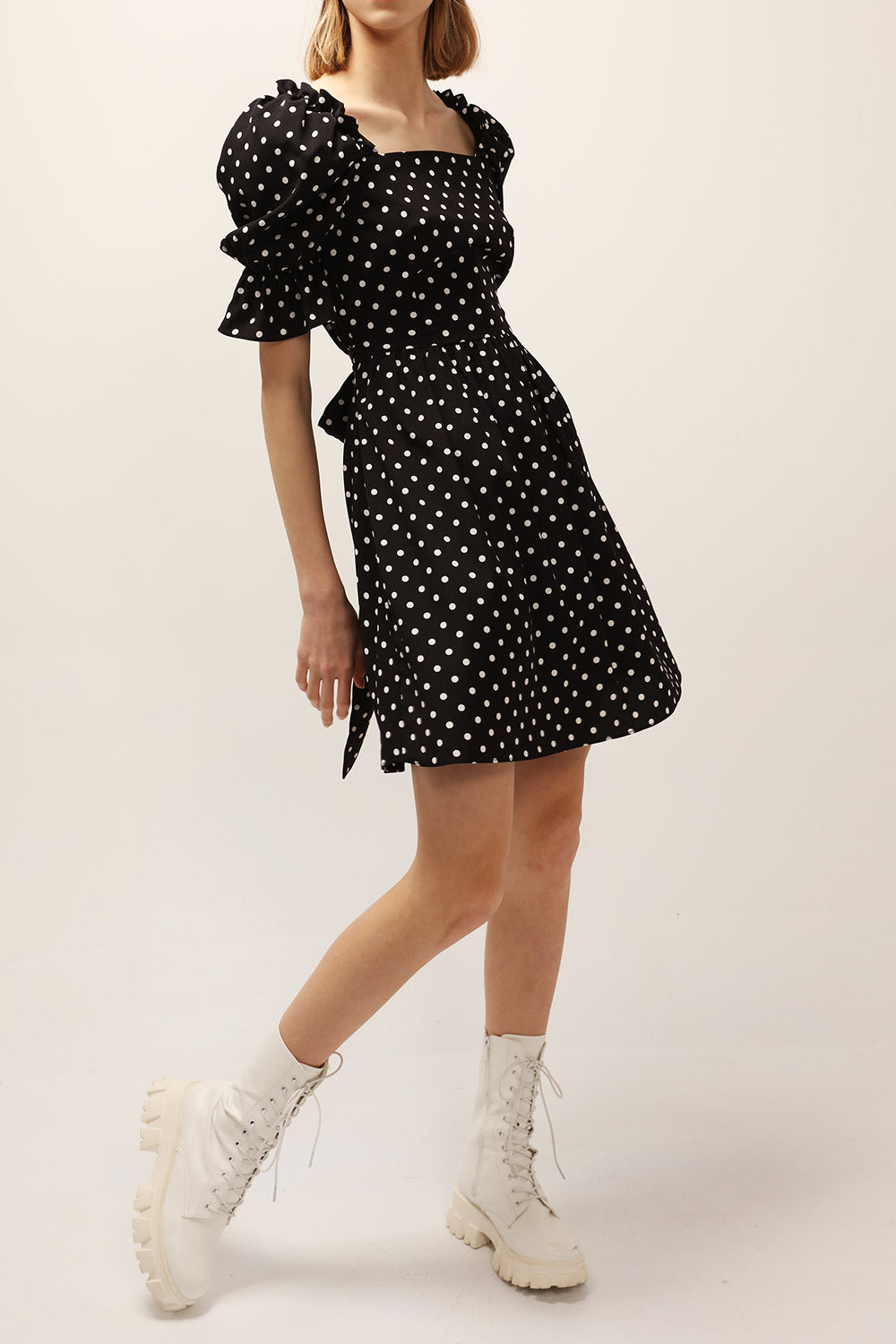 Emily Square Neck Polka Dot Dress