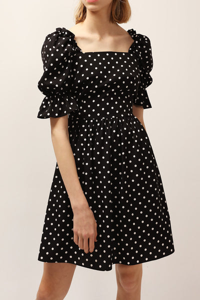 Emily Square Neck Polka Dot Dress