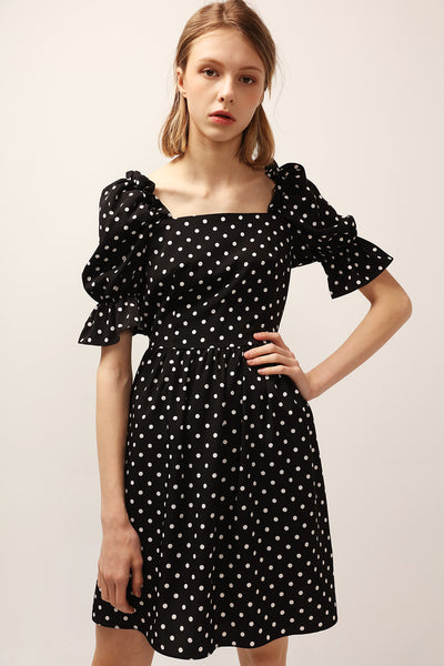 Emily Square Neck Polka Dot Dress