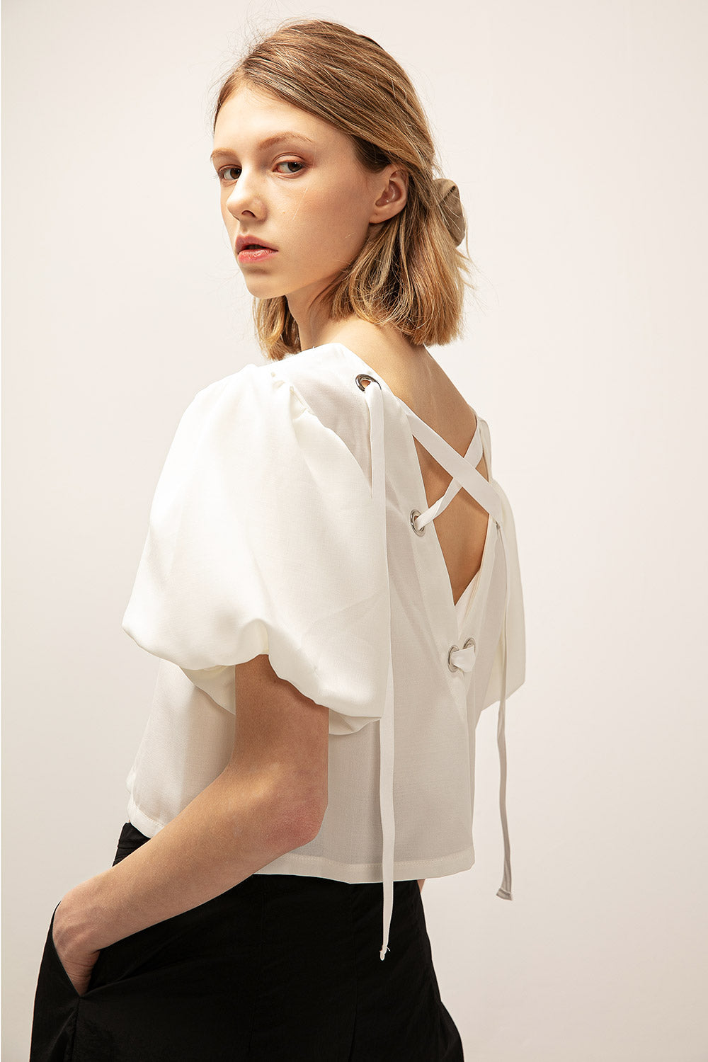 Zoey Eyelet Back Crop Blouse