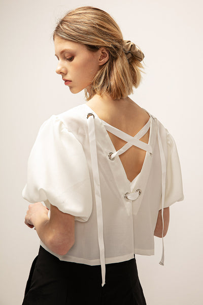 Zoey Eyelet Back Crop Blouse