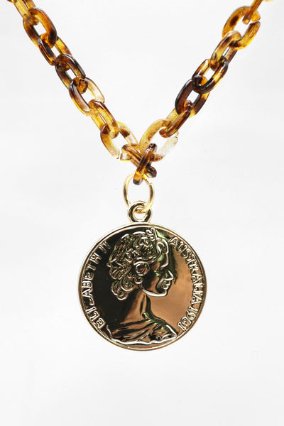 Coin Pendant Acrylic Chain Necklace