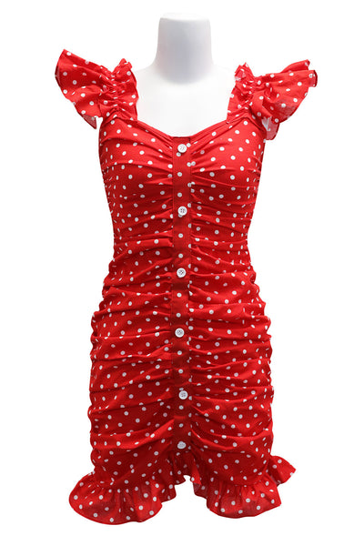 Amelia Polka Dot Ruched Dress