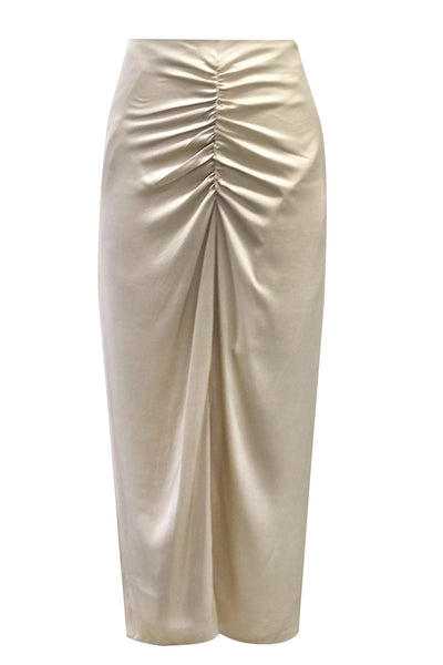 Bella Ruched Slit Skirt