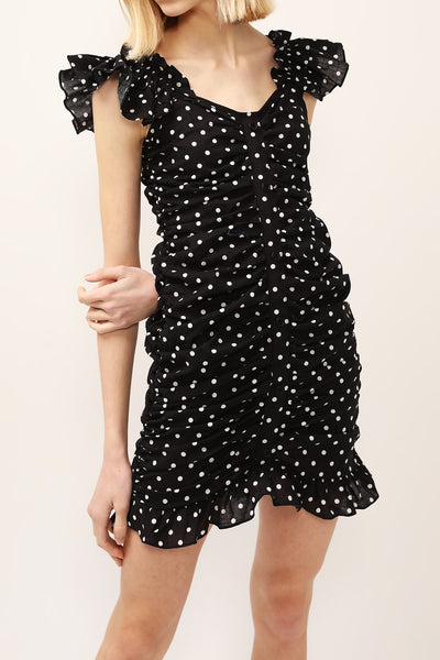 Amelia Polka Dot Ruched Dress