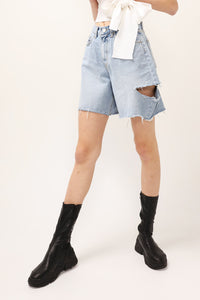 Maria Ripped Slash Denim Shorts