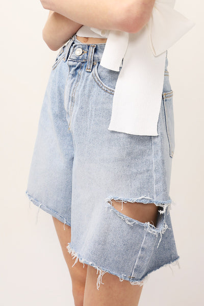 Maria Ripped Slash Denim Shorts