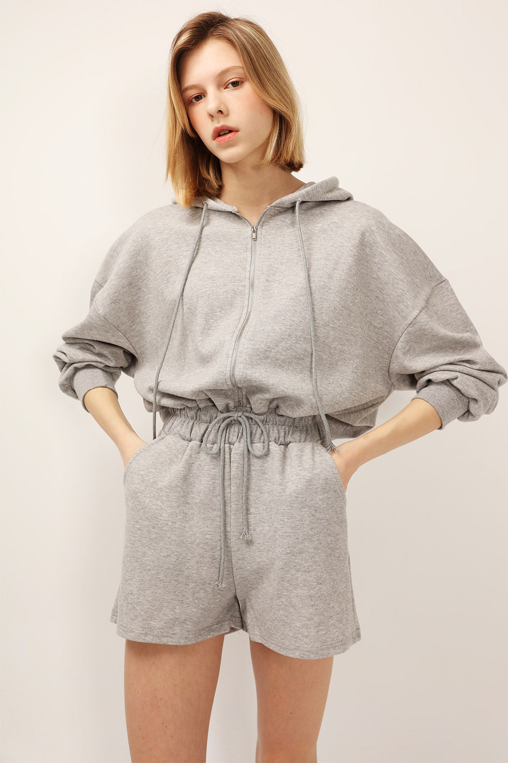 Leslie Zip-Up Hoodie Romper