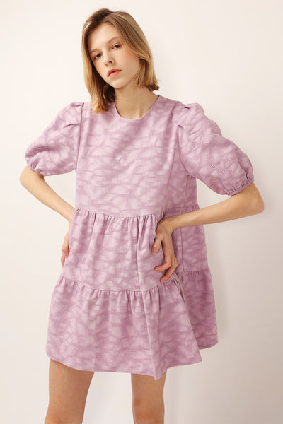 Siena Puff Sleeve Jacquard Dress