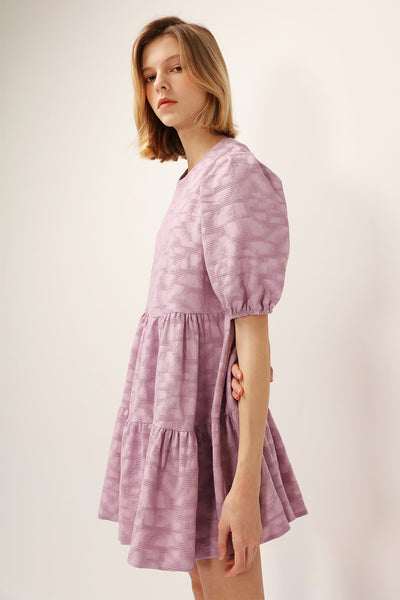 Siena Puff Sleeve Jacquard Dress