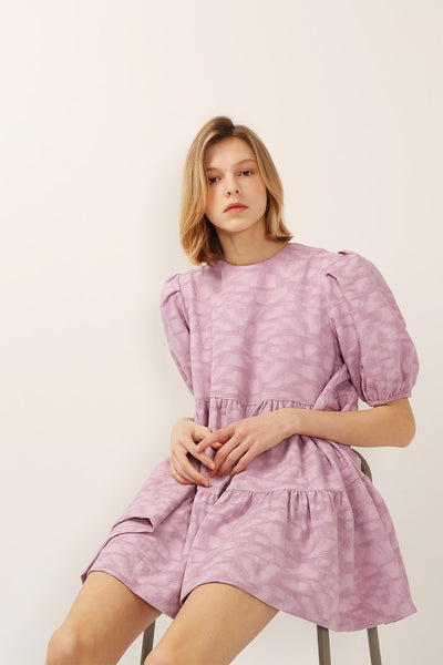 Siena Puff Sleeve Jacquard Dress