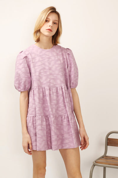 Siena Puff Sleeve Jacquard Dress