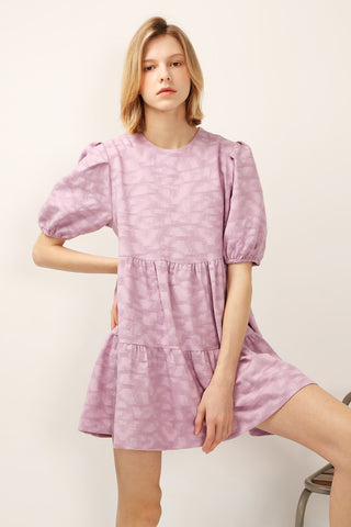 Siena Puff Sleeve Jacquard Dress