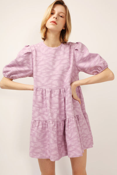 Siena Puff Sleeve Jacquard Dress