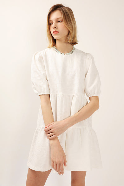 Siena Puff Sleeve Jacquard Dress